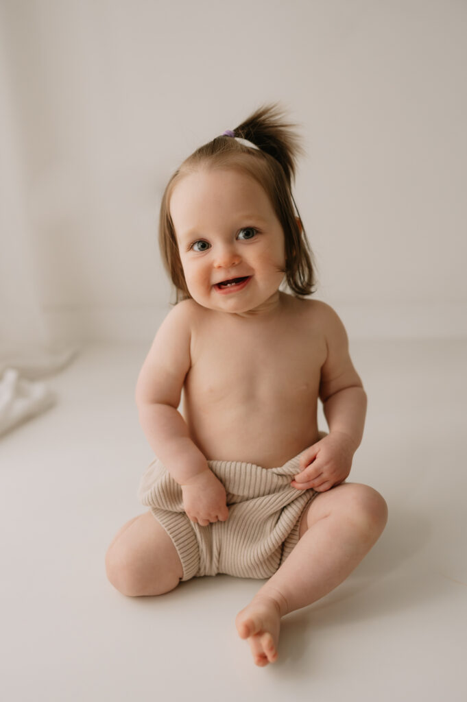 Baby girl aged 8 months at photography session in York