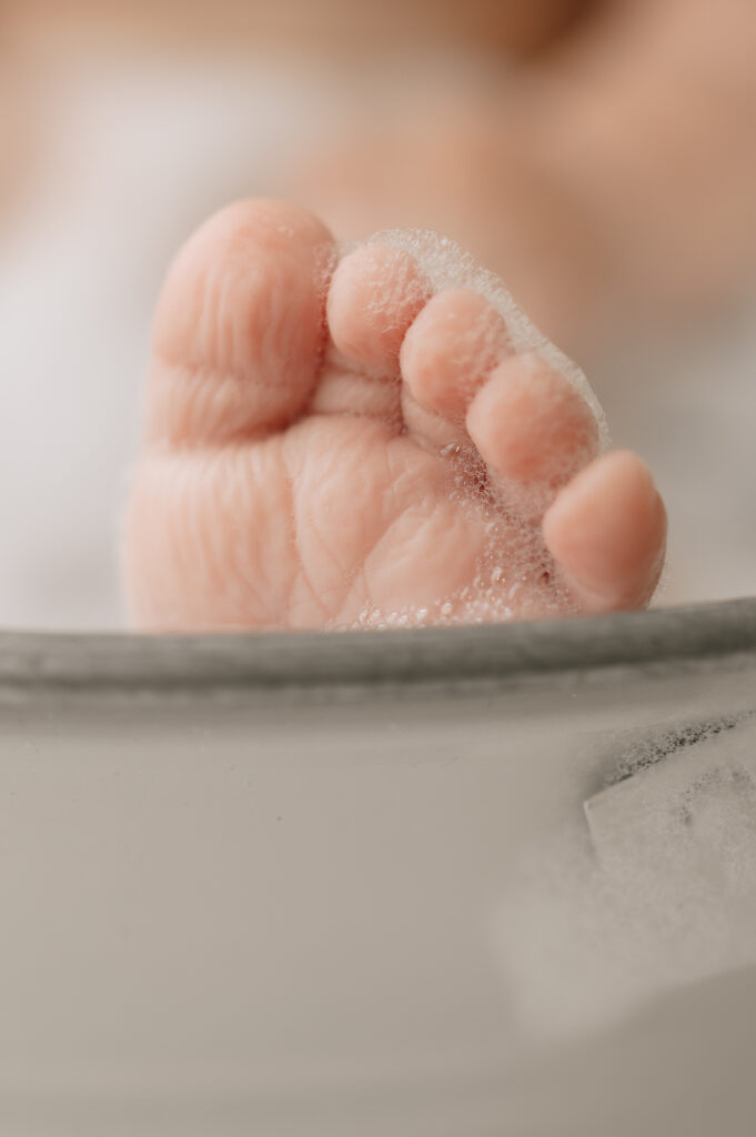 baby toes in the bubble bath at york studio