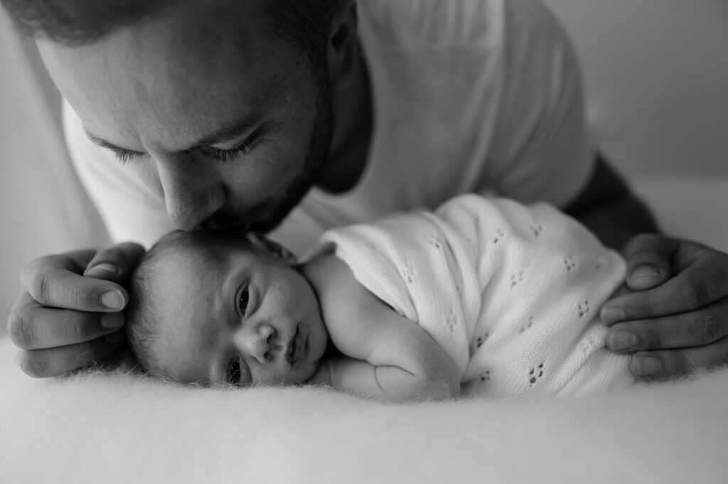 baby boy and his daddy in my york newborn photography studio